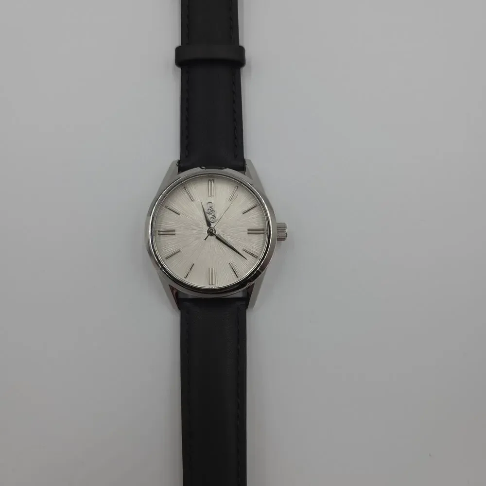 The Beyond Boring Watch Company in White Sunburst Watch Black Leather 39mm